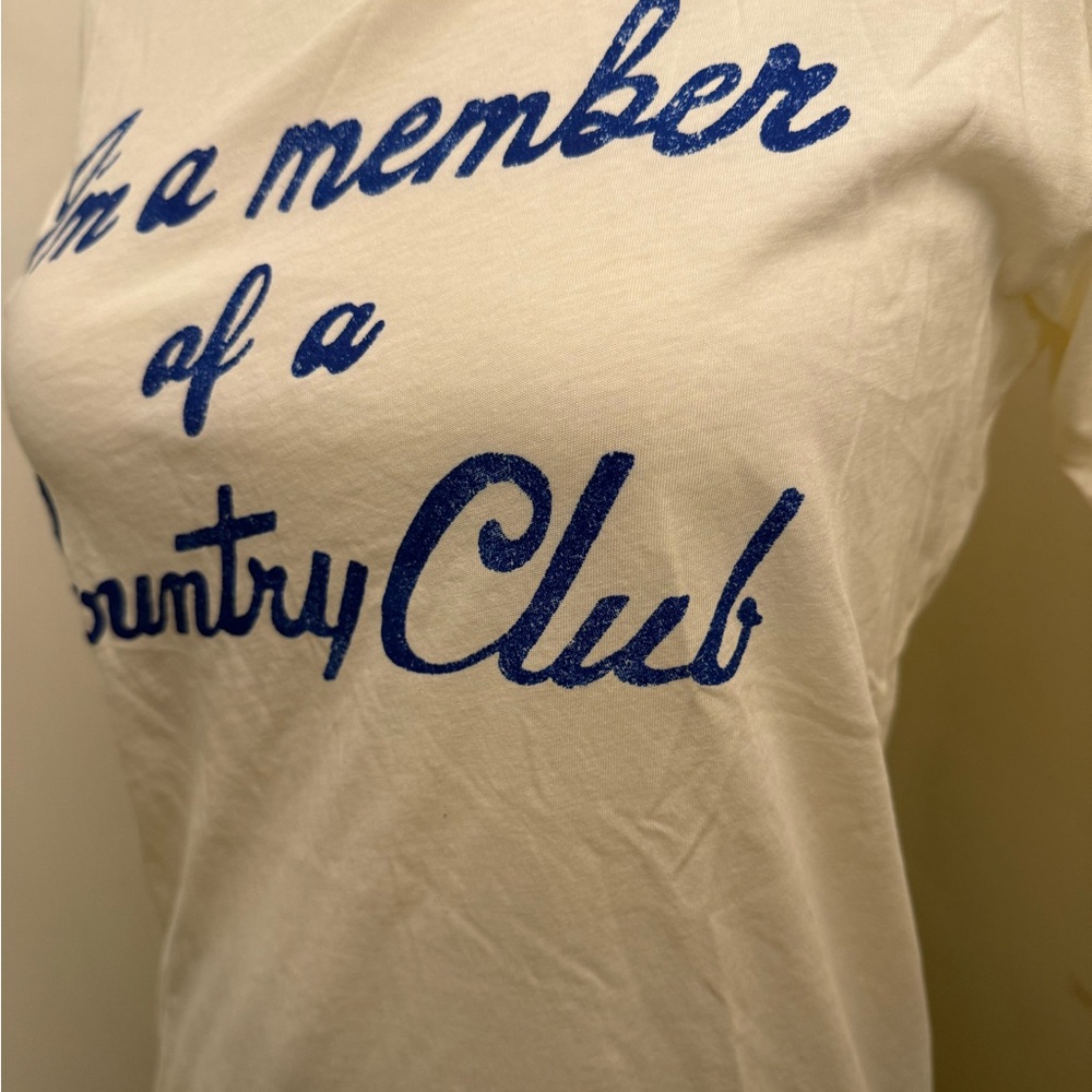 Midnight Rider Cream Short Sleeve Tee with Blue Script - Picture 6 of 7